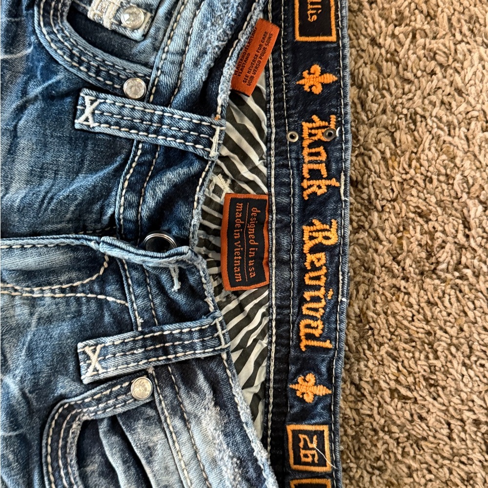 Rock Revival Blue Women's Skinny Jeans with Embroidered Details - Picture 3 of 6